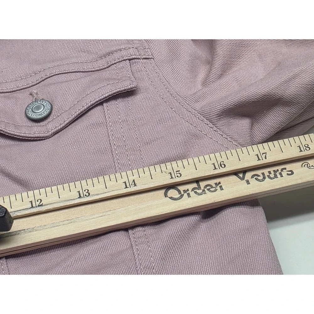 Old Navy Kids Pink Sherpa Lined Denim Trucker Jacket Size L 10-12 Dusty Rose